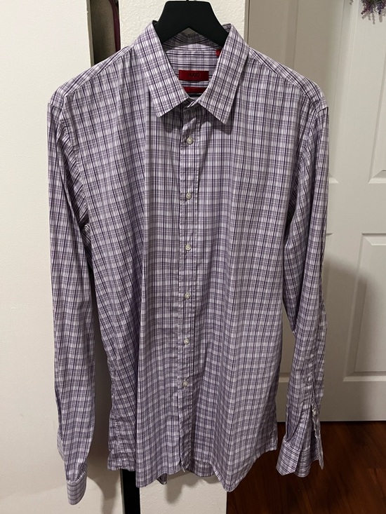 Hugo Boss Other - HUGO Purple and White Plaid Dress Shirt